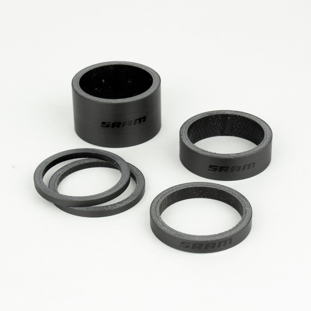 SRAM Headset Spacer Set, UD Carbon, Gloss Black Logo (2.5mm x 2, 5mm x 1, 10mm x 1, 20mm x