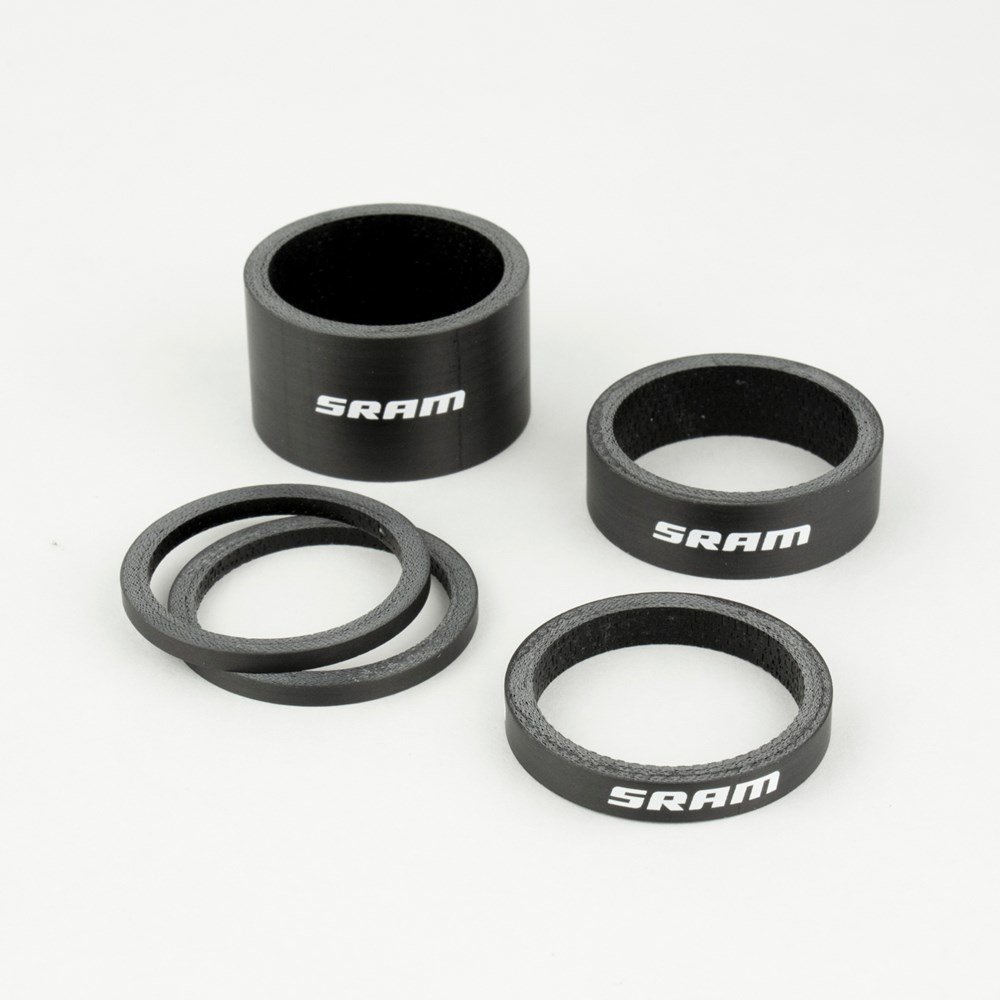 SRAM Headset Spacer Set, UD Carbon, Gloss White Logo (2.5mm x 2, 5mm x 1, 10mm x 1, 20mm x