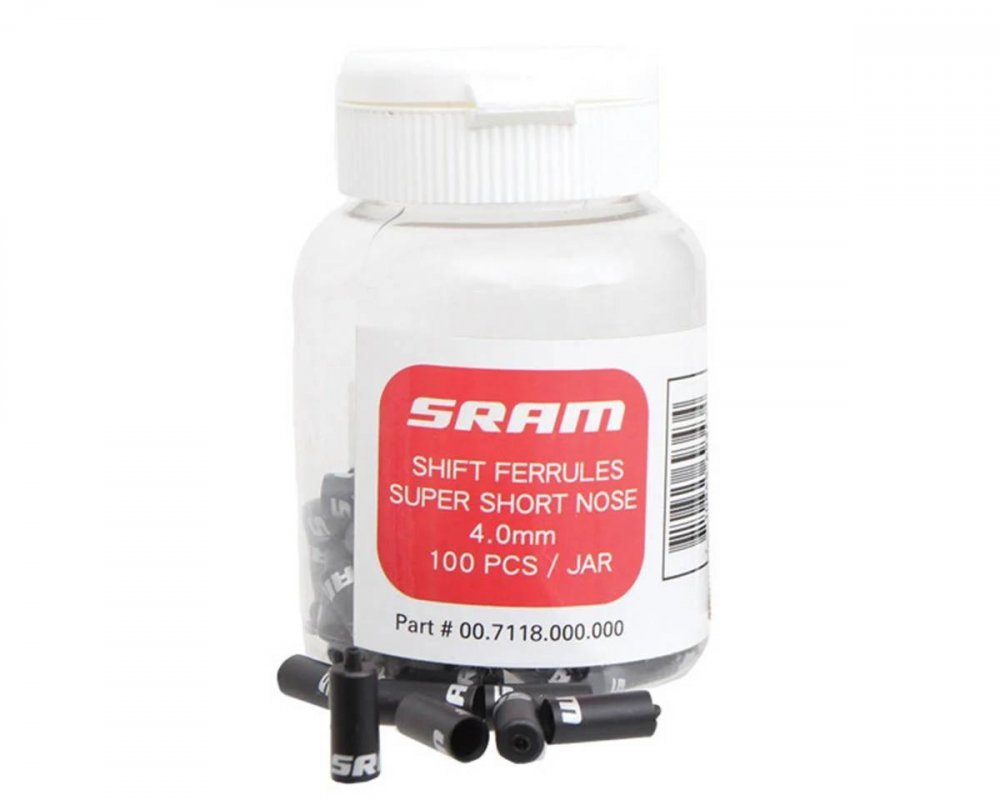 SRAM Shift Ferrule 4mm Super-Short Nose Black, 100ks