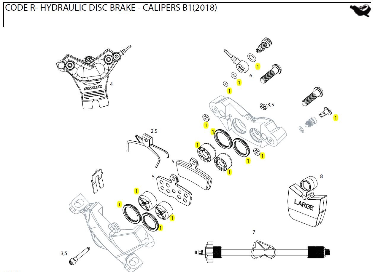 DISC BRAKE CALIPER PISTON KIT - (INCLUDES 2-16mm &2-15mm CALIPER PISTONS, SEALS & O-RINGS)