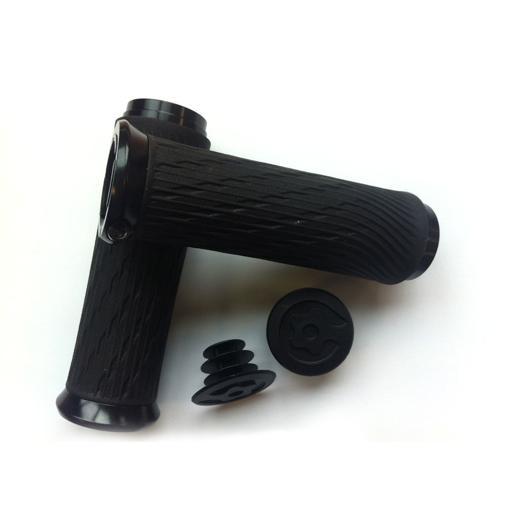 Locking gripy pro Grip Shift Integrated 100mm s černou objímkou a s koncovkou řidítek