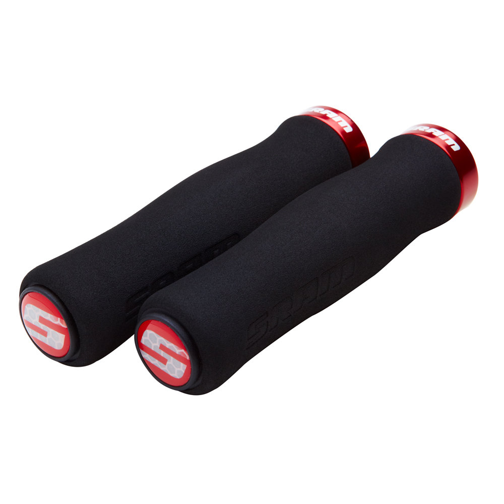 SRAM Locking gripy pěnové tvarované, 129mm černé s červenou objímkou a koncovkami řidítek