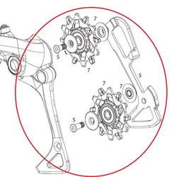 Kladky a vodítko k přehazovačce EX1 8 SPEED